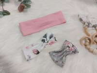 Haarband rosa meliert mit 2 Schleifen, KU: 43-58 cm